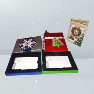 Holiday Gift Card Boxes with Festive Tree & Snowflake